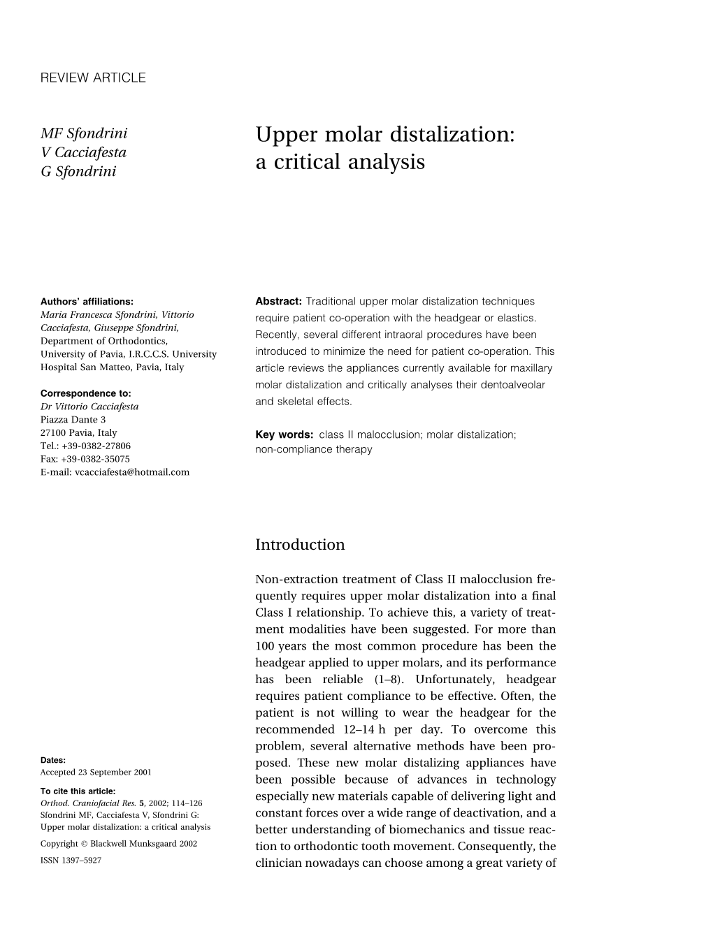 Upper Molar Distalization: a Critical Analysis