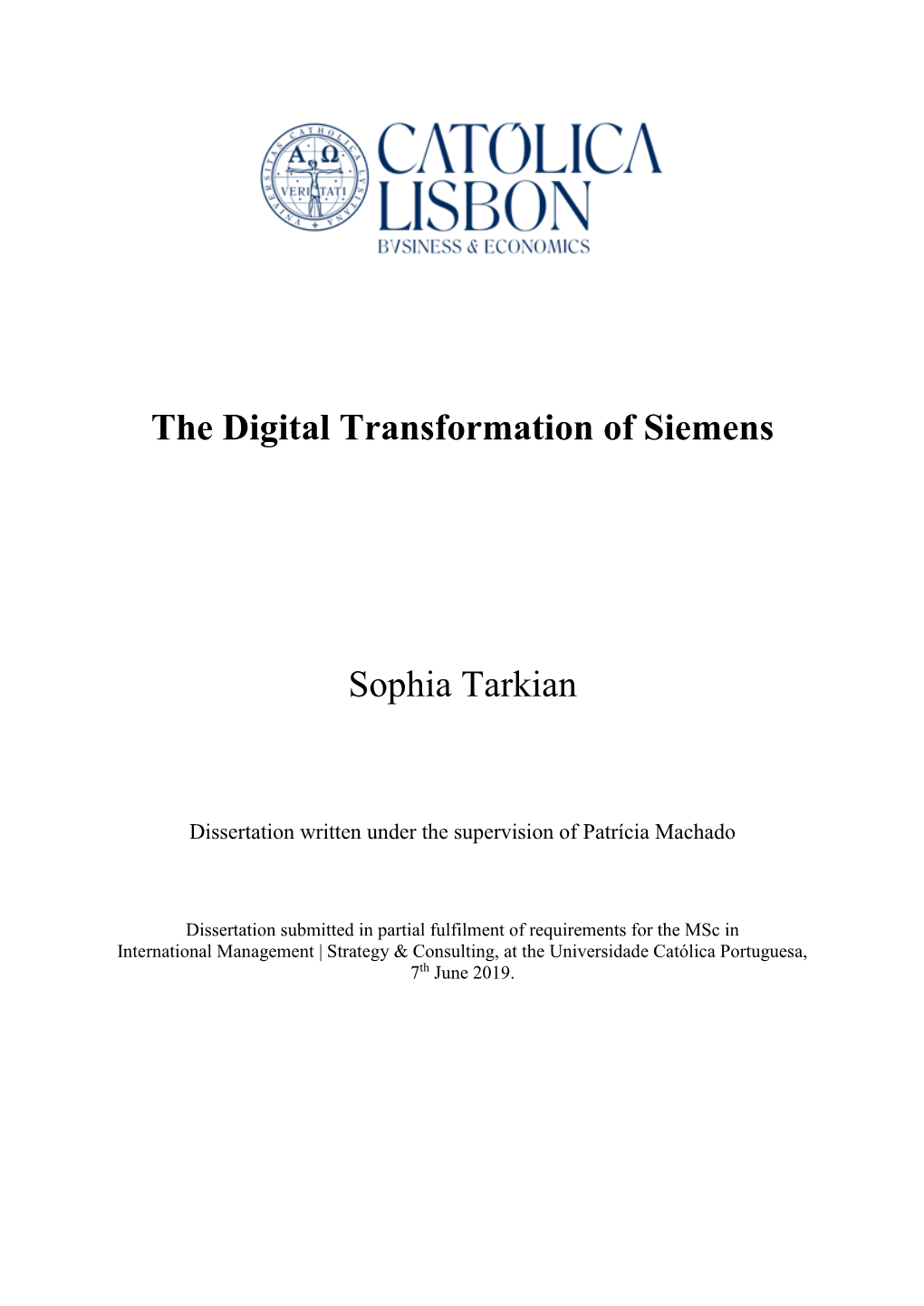 The Digital Transformation of Siemens Sophia Tarkian