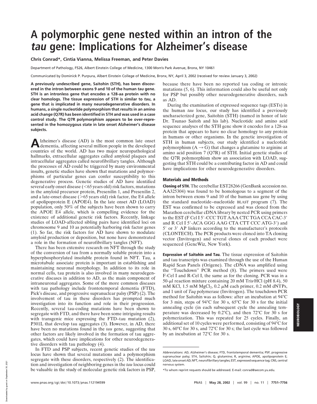 Implications for Alzheimer's Disease
