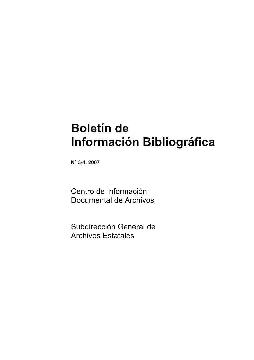 Boletín De Información Bibliográfica