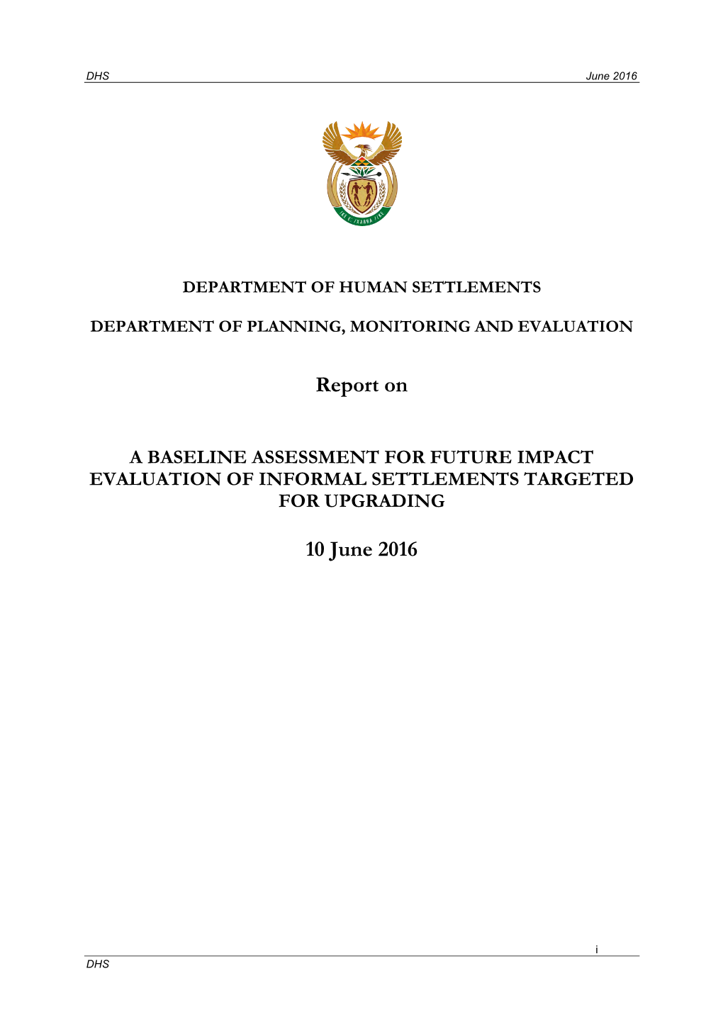 Main Report on a Baseline Study for Future Impact Evaluation of Informal