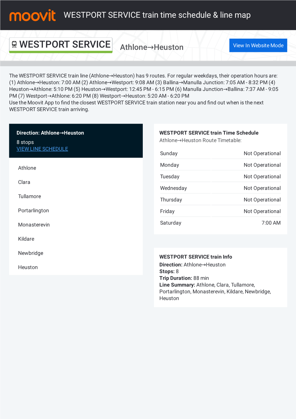 WESTPORT SERVICE Train Time Schedule & Line Route