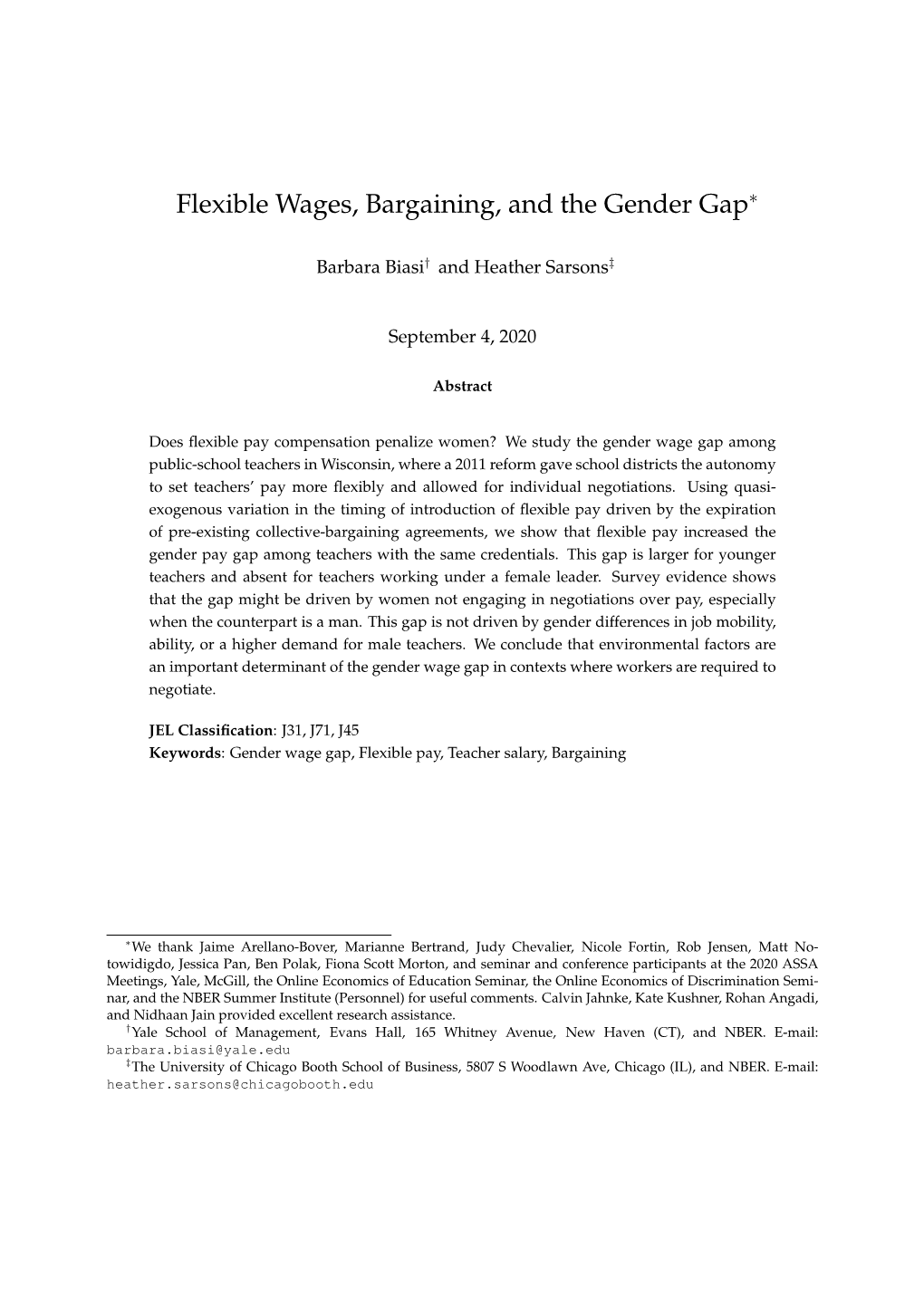 Flexible Wages, Bargaining, and the Gender Gap⇤