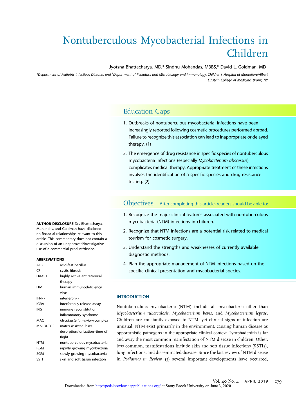 Nontuberculous Mycobacterial Infections in Children