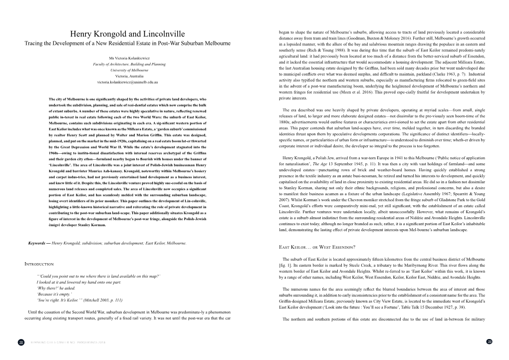 Henry Krongold and Lincolnville Distance Away from Tram and Train Lines (Goodman, Buxton & Moloney 2016)