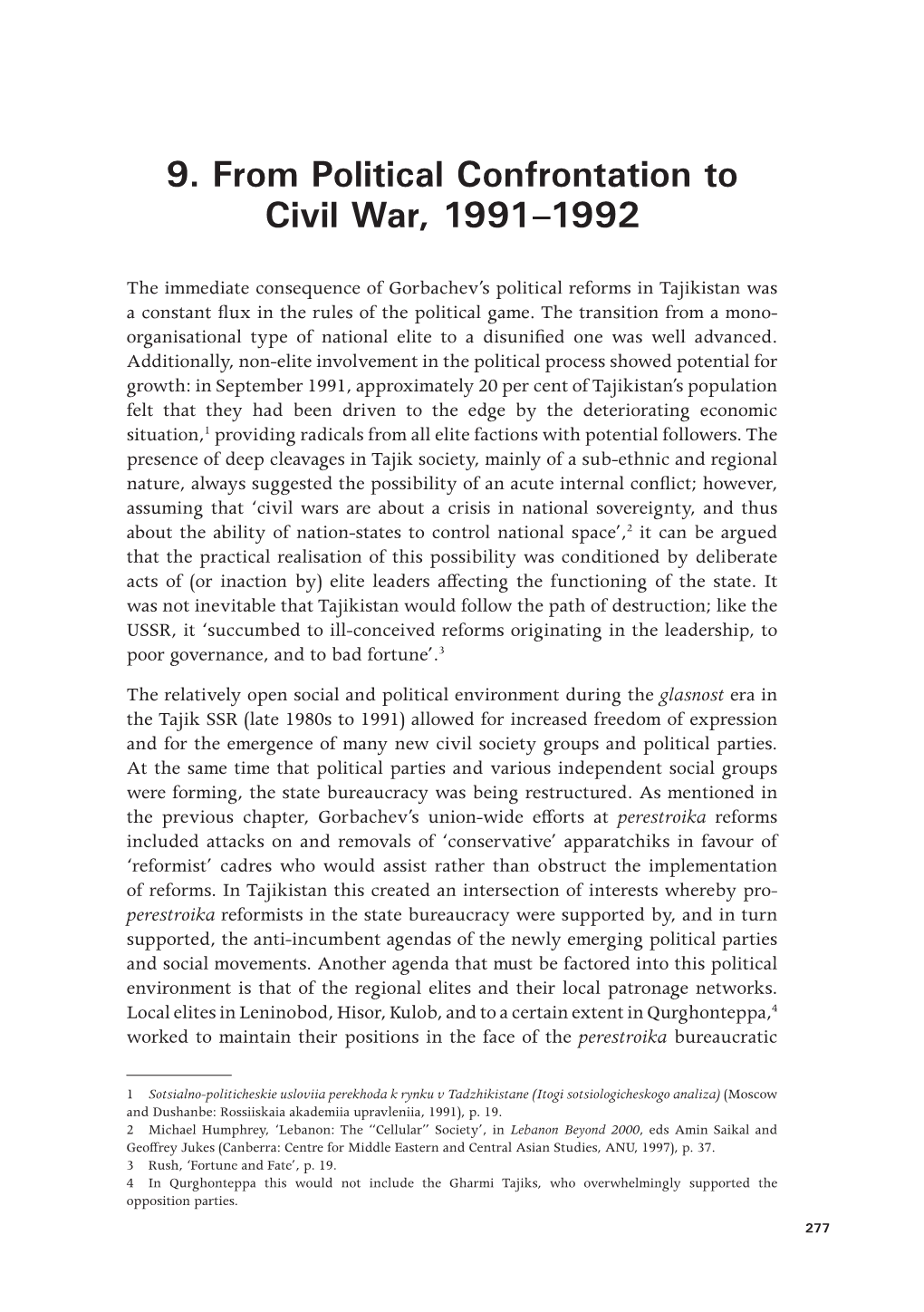 9. from Political Confrontation to Civil War, 1991–1992