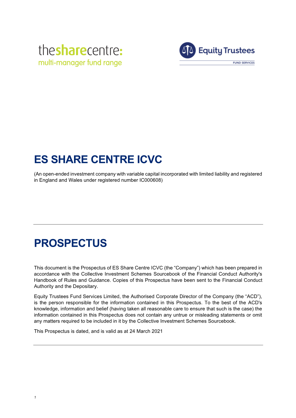Es Share Centre Icvc Prospectus