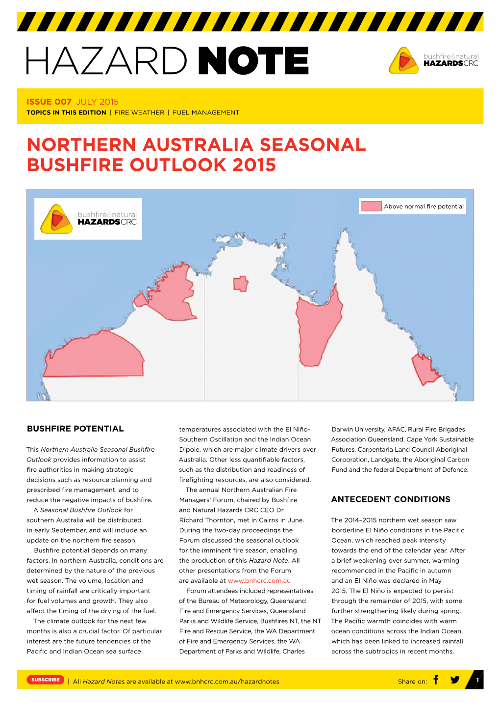 Northern Australia Seasonal Bushfire Outlook 2015