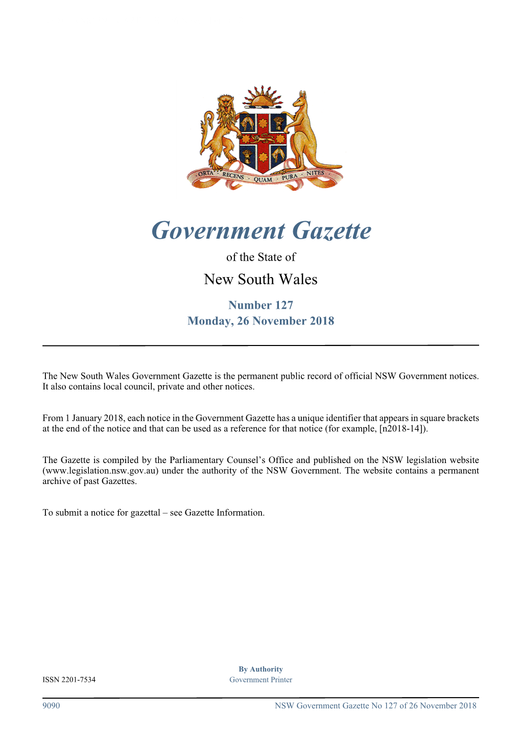 GOVERNMENT GAZETTE – 26 November 2018