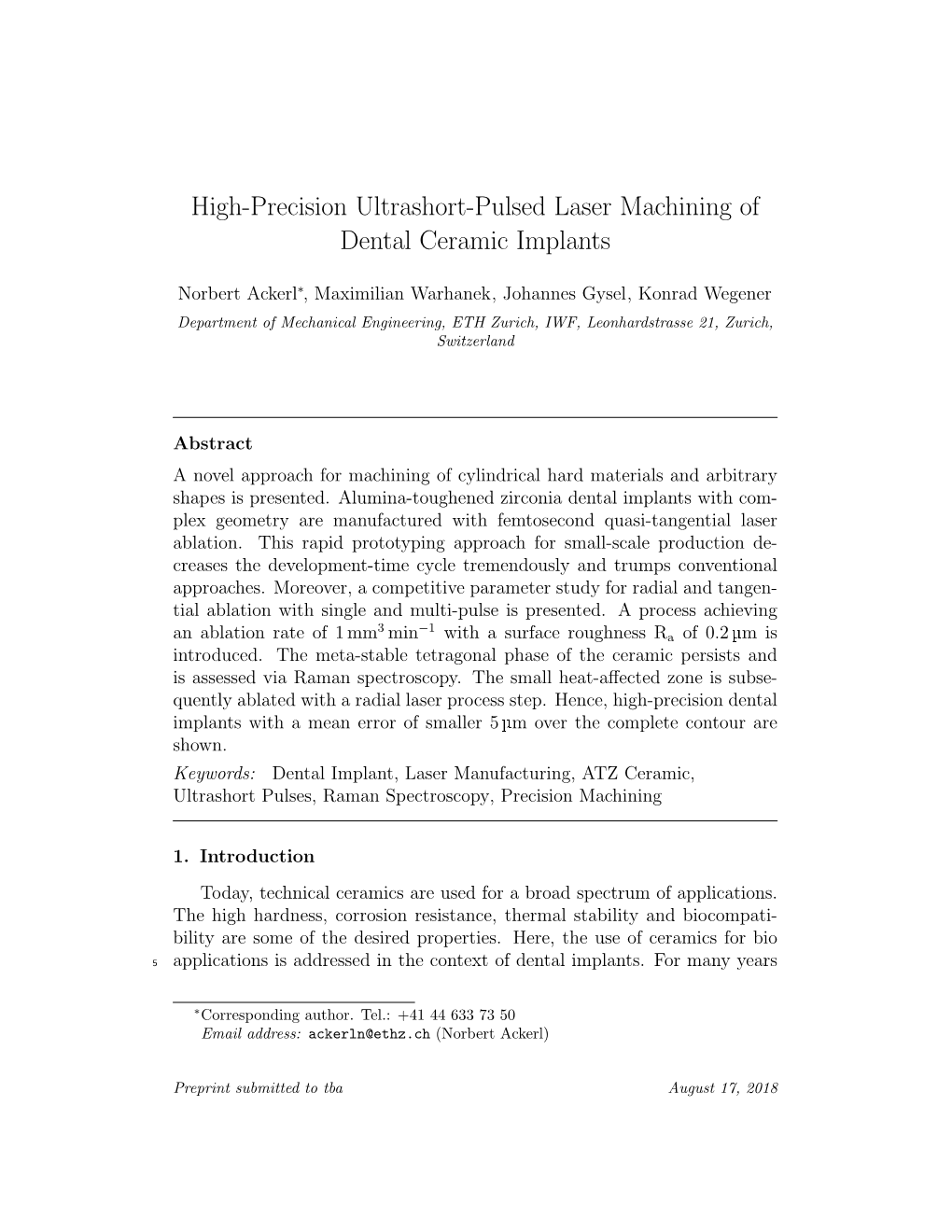 High-Precision Ultrashort-Pulsed Laser Machining of Dental Ceramic Implants