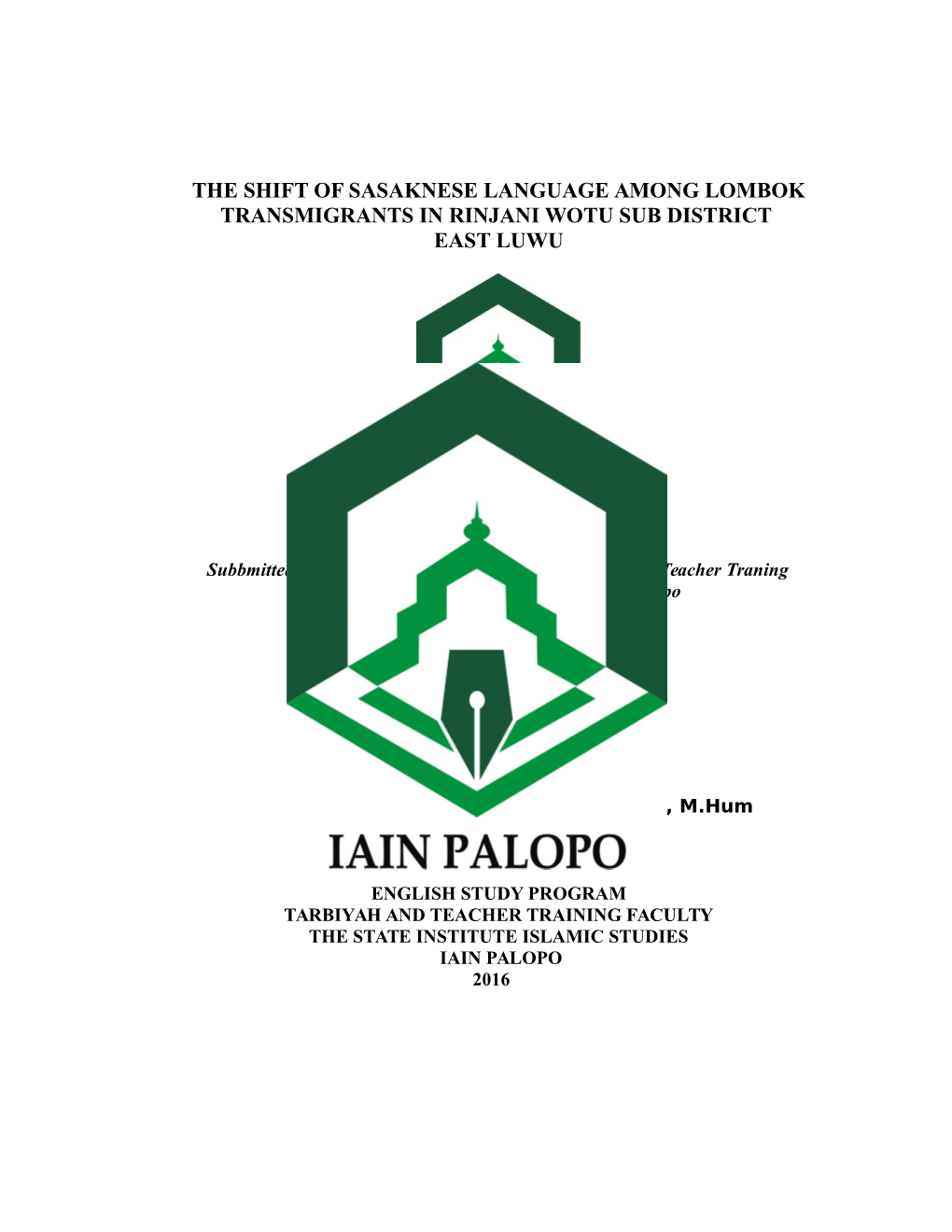 Iain Palopo a Thesis