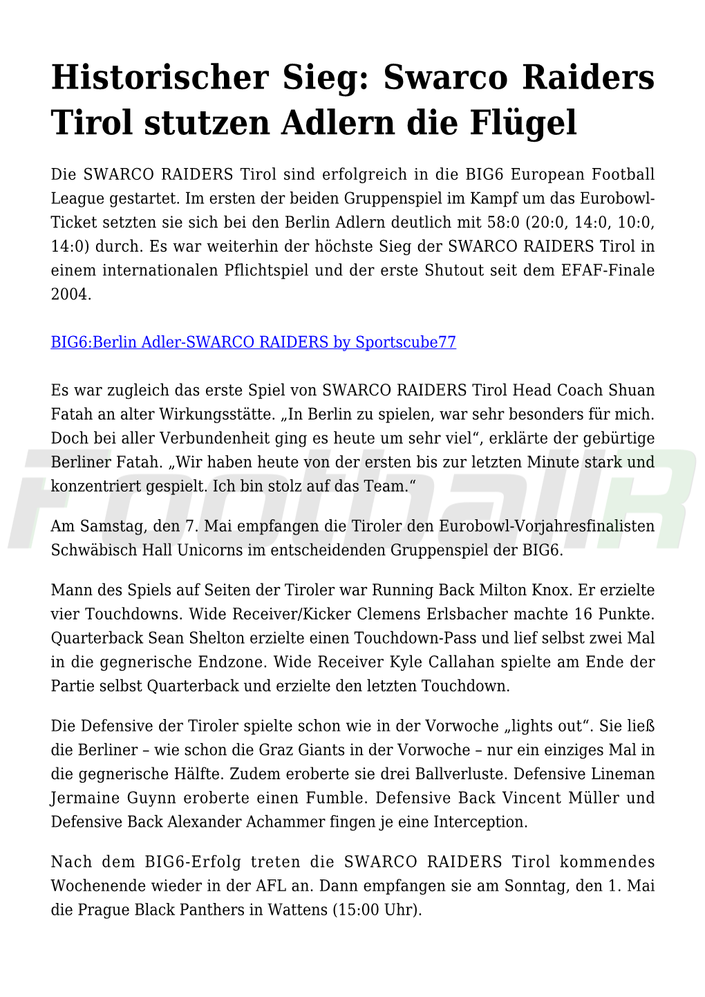 Historischer Sieg: Swarco Raiders Tirol Stutzen Adlern Die Flügel