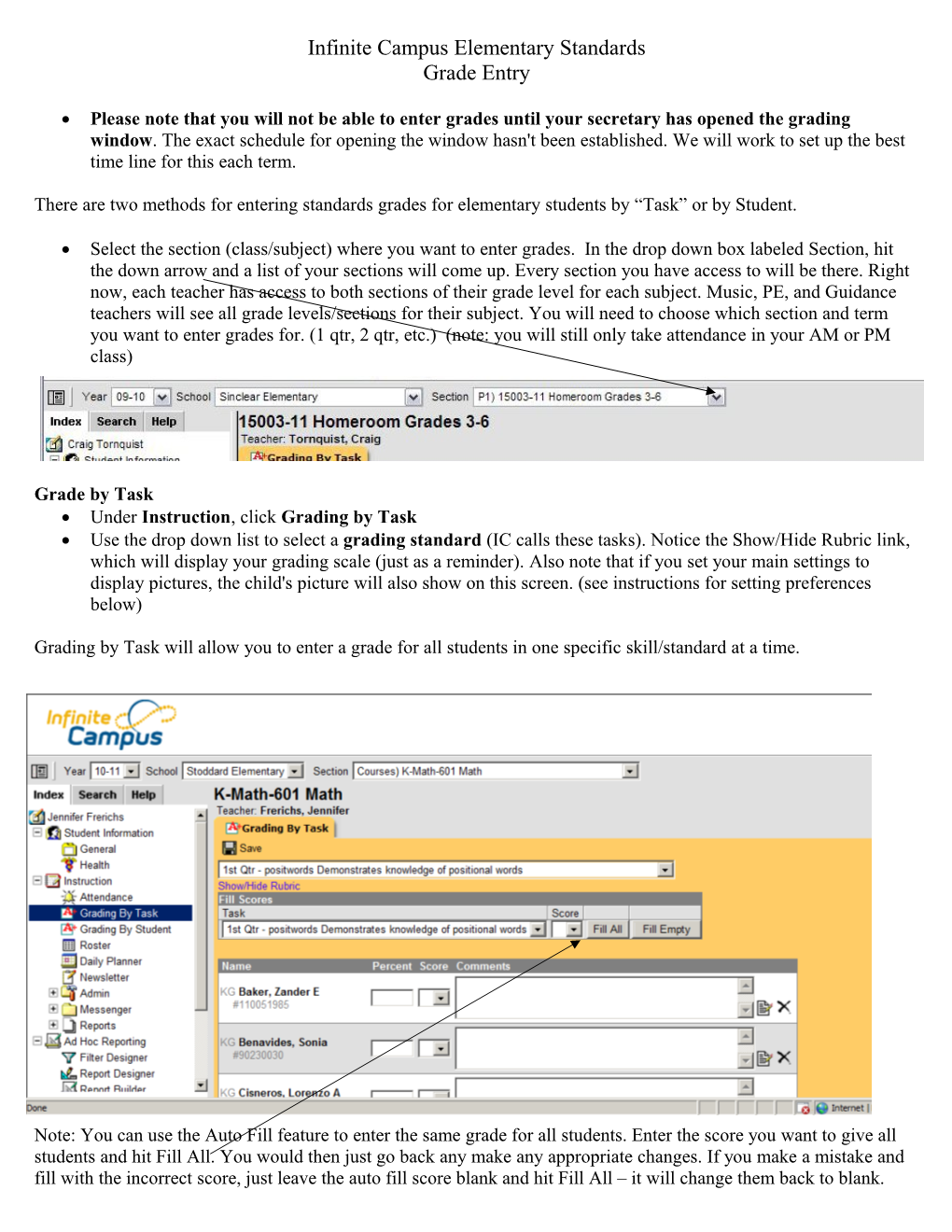 Infinite Campus Elementary Standards