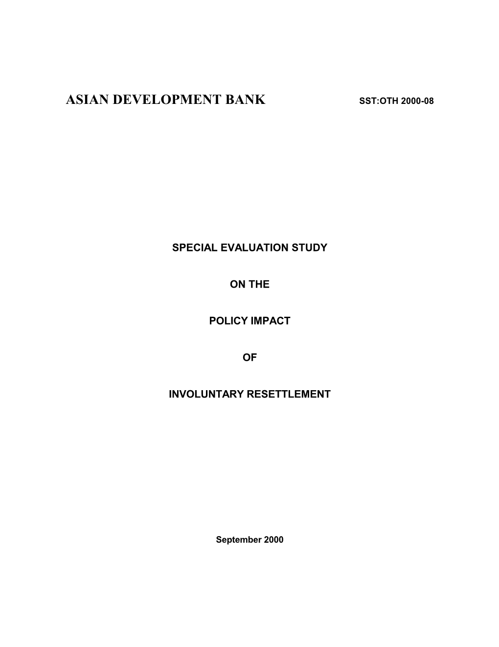 Policy Impact of Involuntary Resettlement