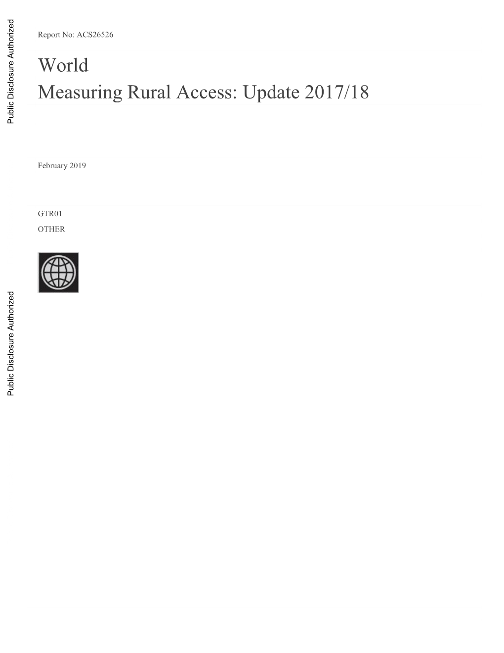 World Measuring Rural Access: Update 2017/18