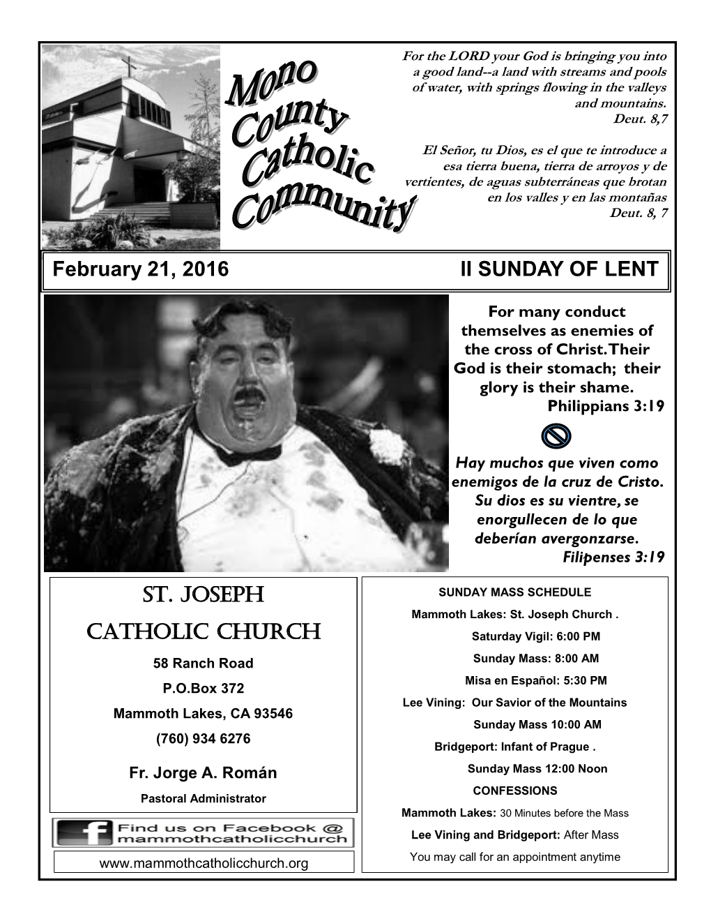 February 21, 2016 II SUNDAY of LENT ST. JOSEPH CATHOLIC
