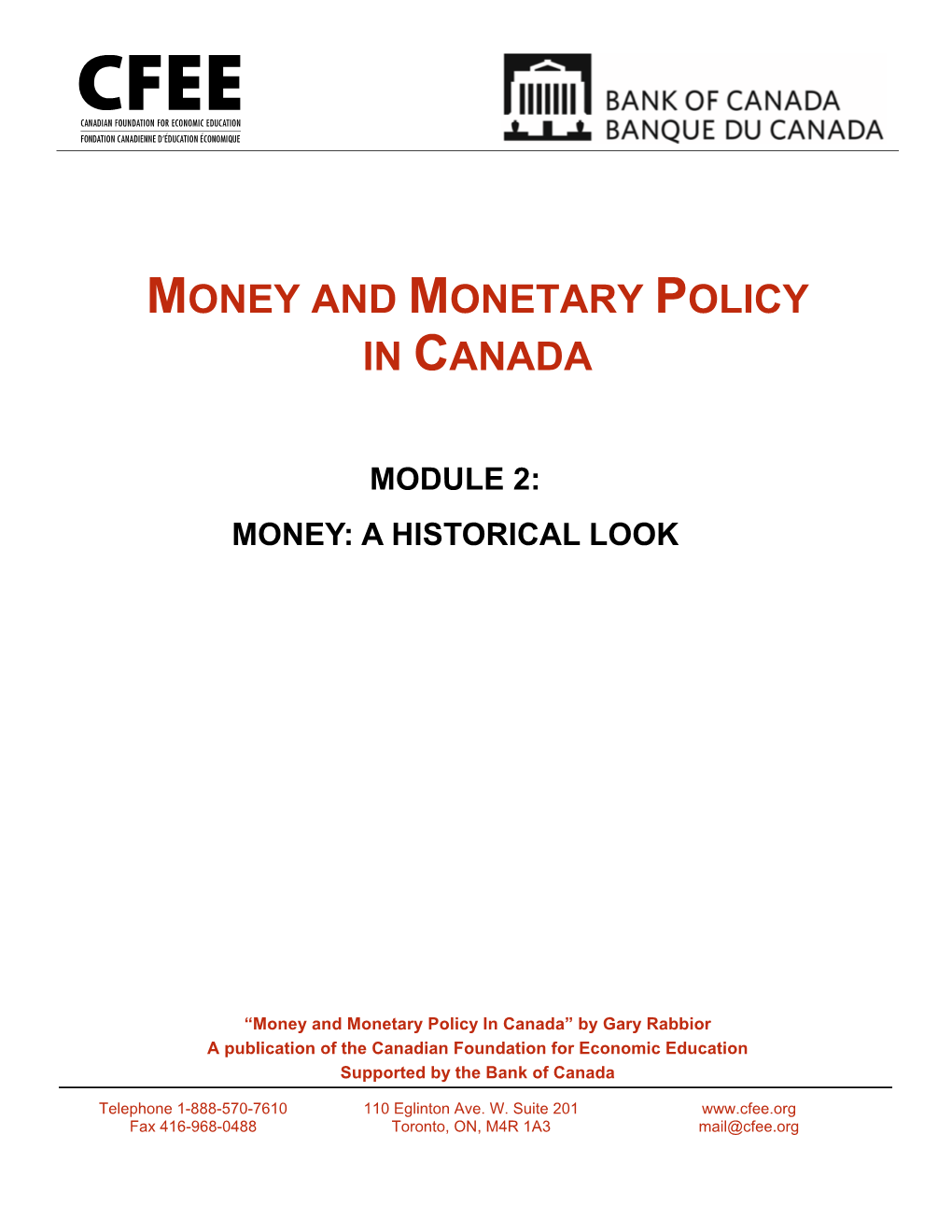 Money and Monetary Policy in Canada