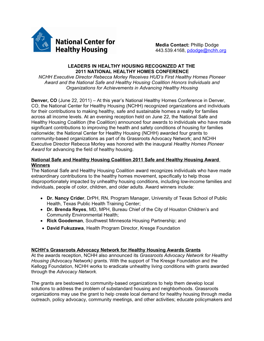 Leaders in Healthy Housing Recognized at The