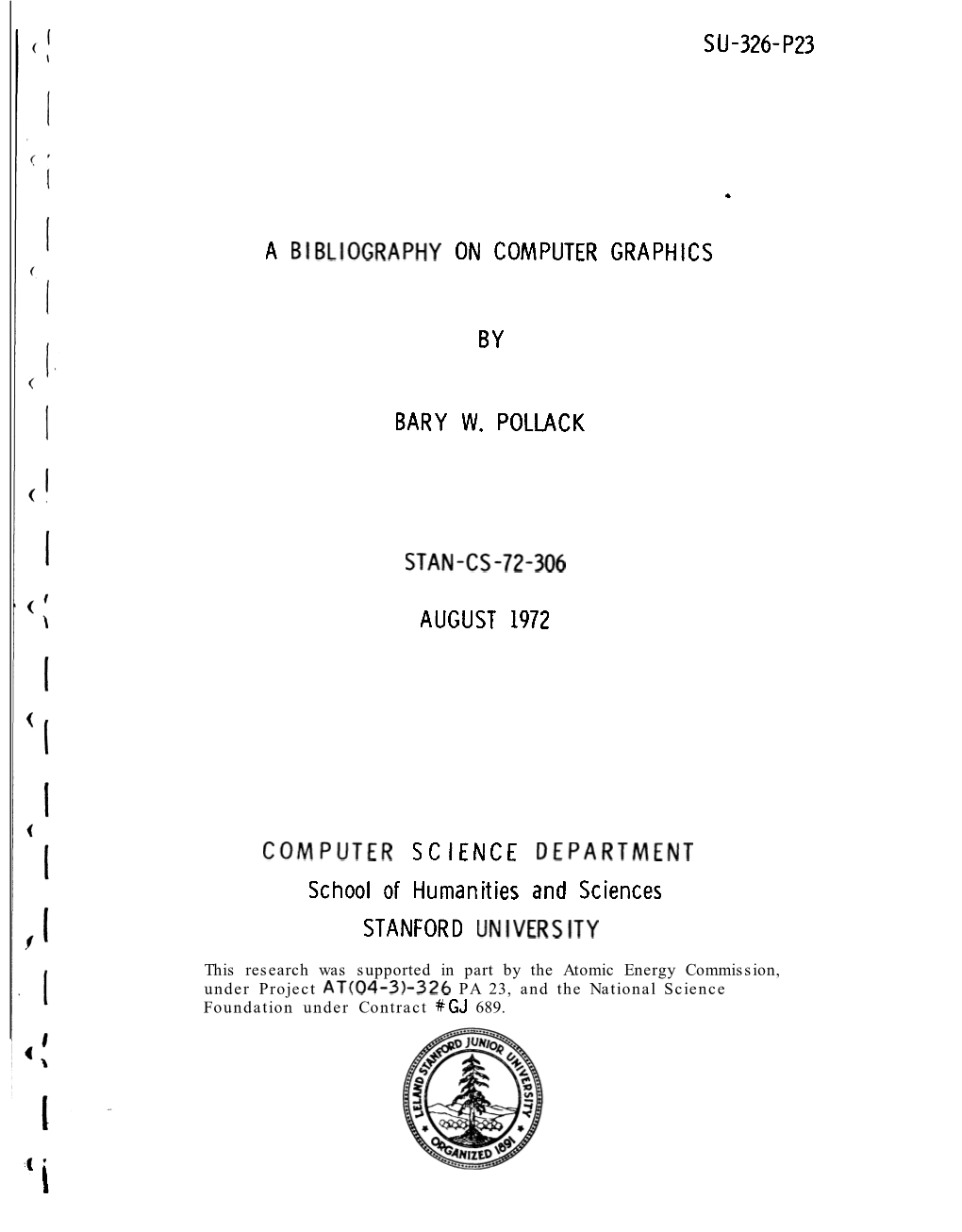 Su-326-P23 a Bibliography on Computer Graphics by Bary