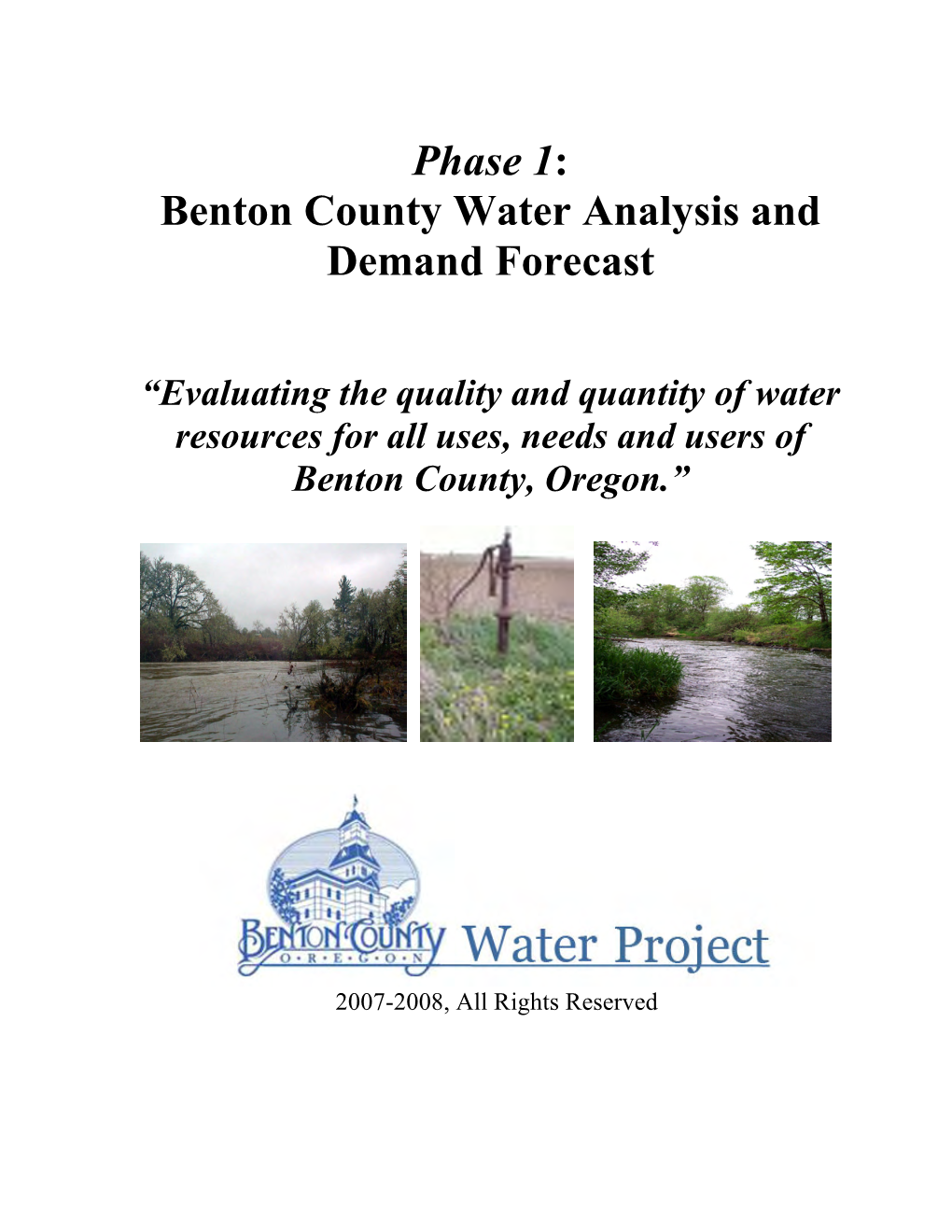 Benton County Water Analysis and Demand Forecast