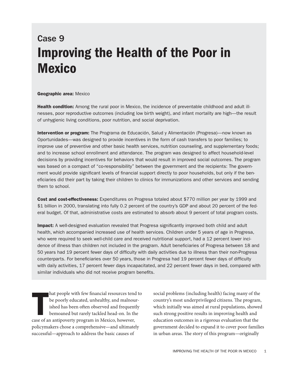 Case 9: Improving the Health of the Poor in Mexico