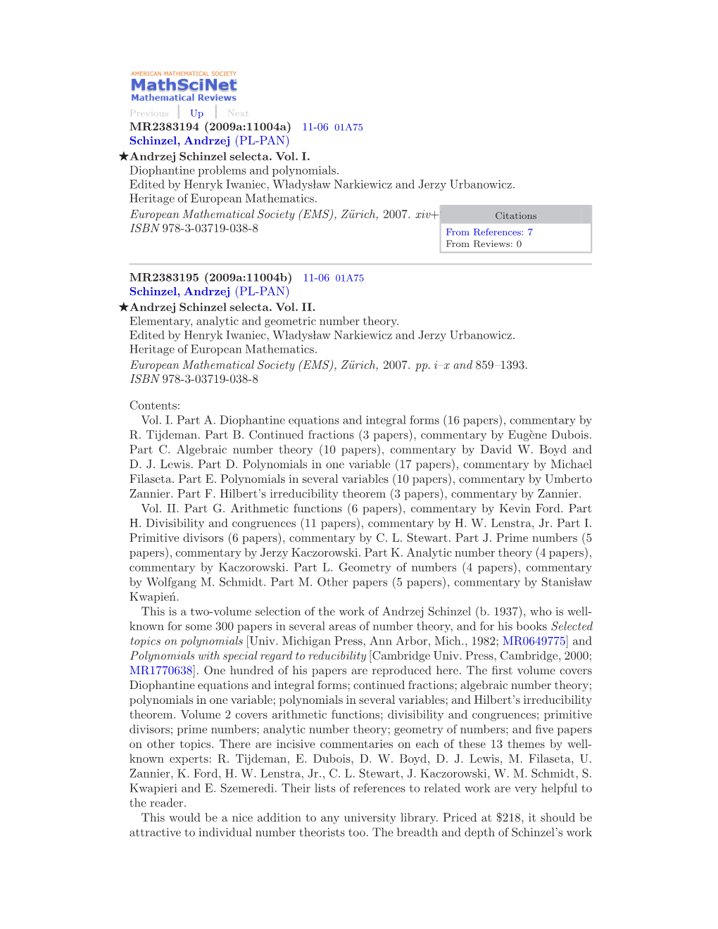 Diophantine Problems and Polynomials. Edited by Henryk Iwaniec, Wladys Law Narkiewicz and Jerzy Urbanowicz