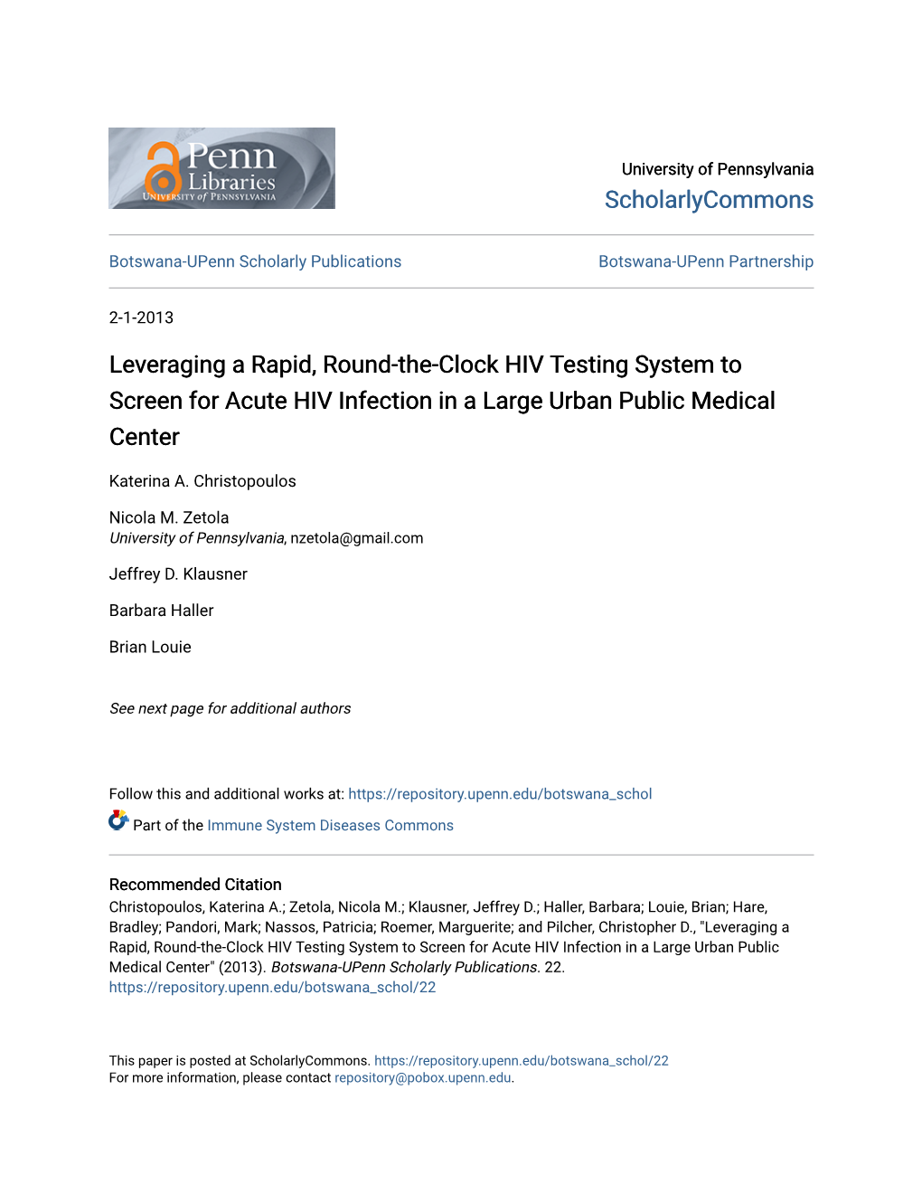 Leveraging a Rapid, Round-The-Clock HIV Testing System to Screen for Acute HIV Infection in a Large Urban Public Medical Center