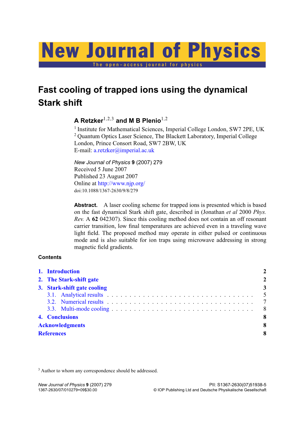 New Journal of Physics the Open–Access Journal for Physics