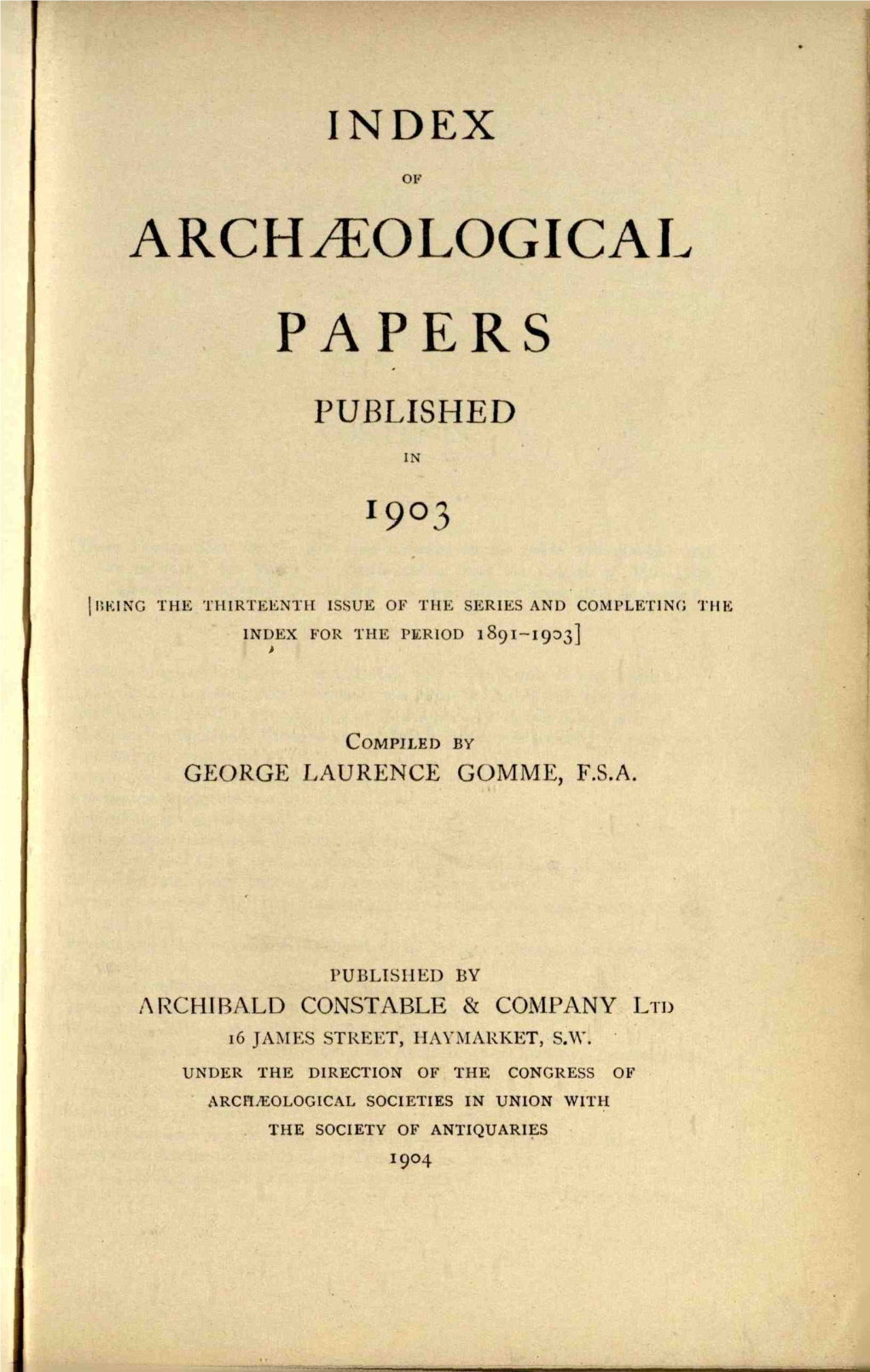 Archaeological Papers Published