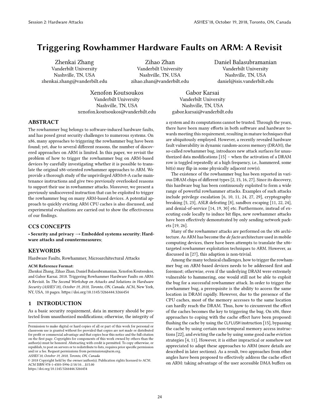 Triggering Rowhammer Hardware Faults on ARM: a Revisit