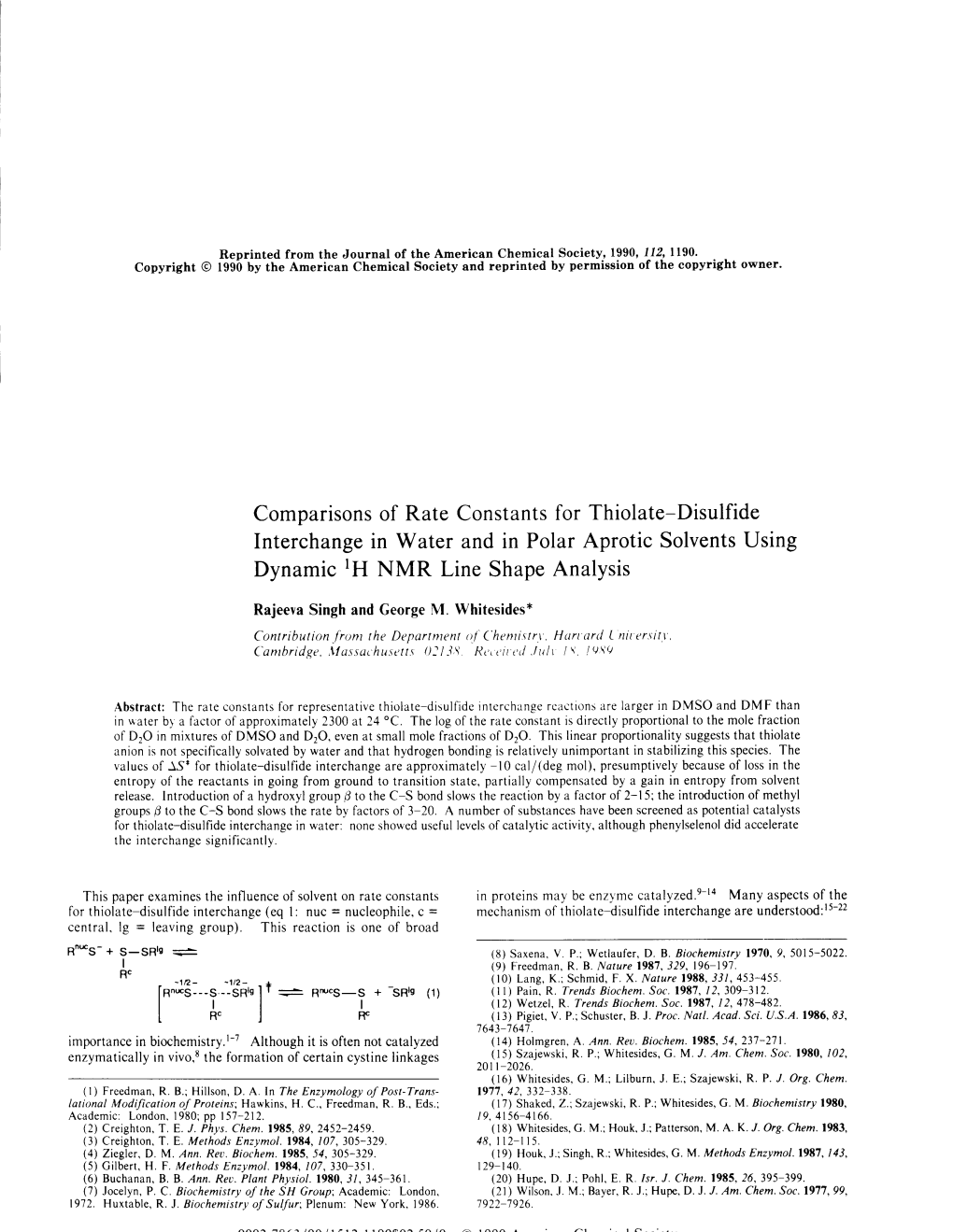 Comparisons of Rate Constants For