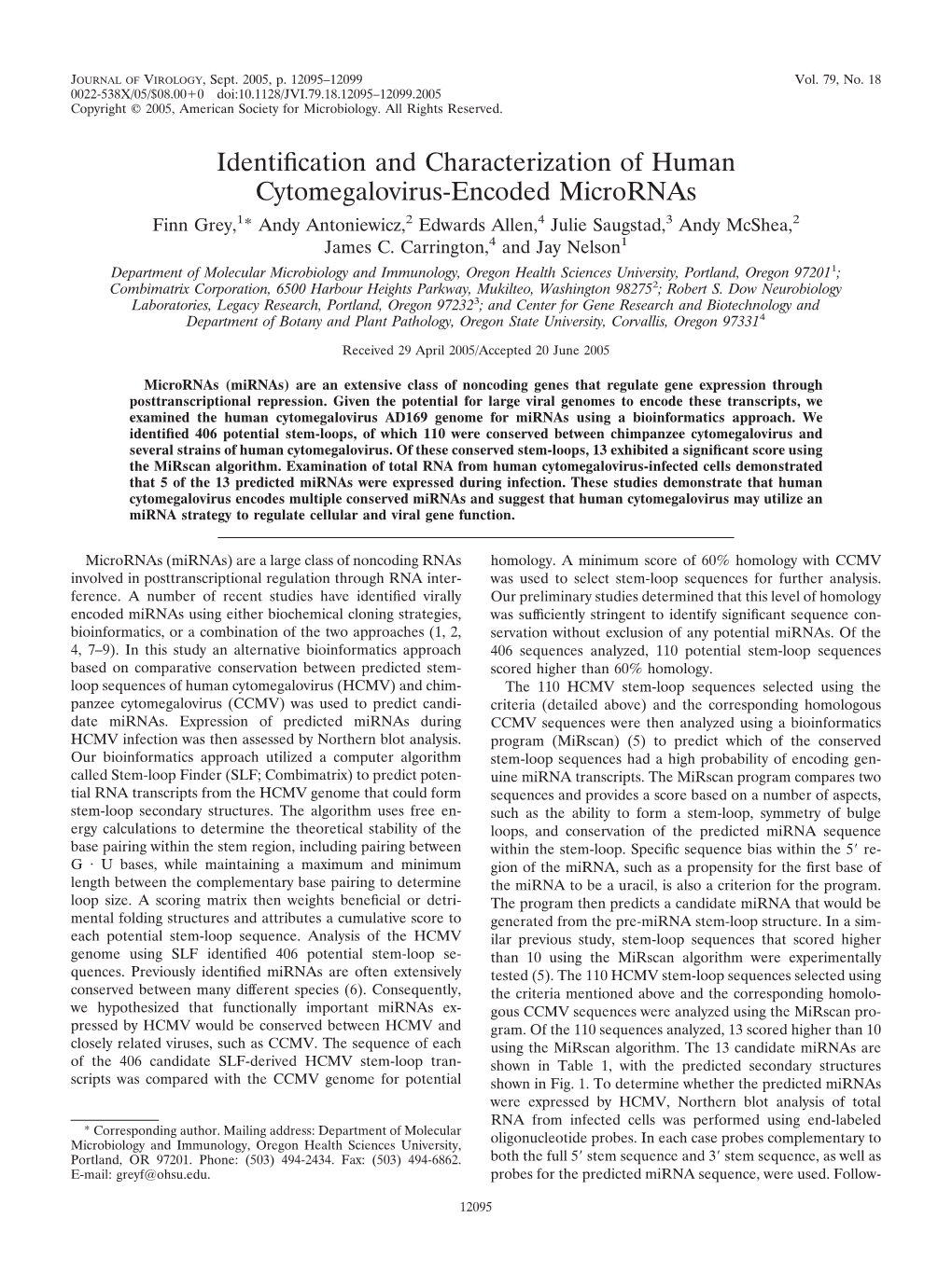 Identification and Characterization of Human