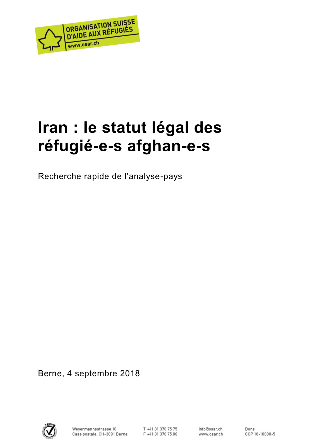 Iran : Le Statut Légal Des Réfugié-E-S Afghan-E-S