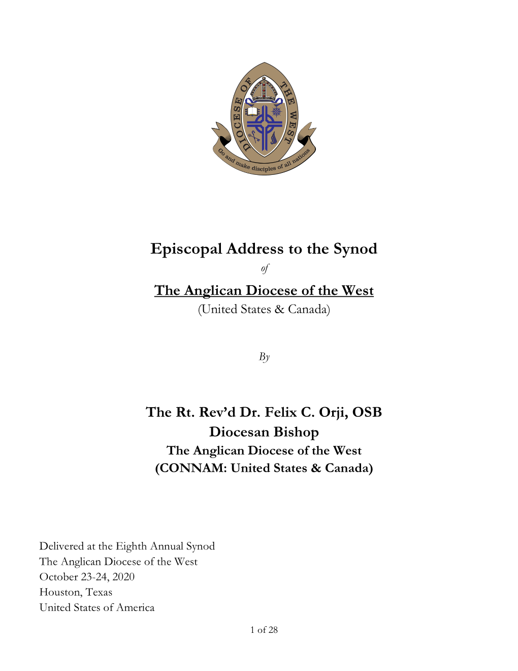 Episcopal Address to the Synod Of