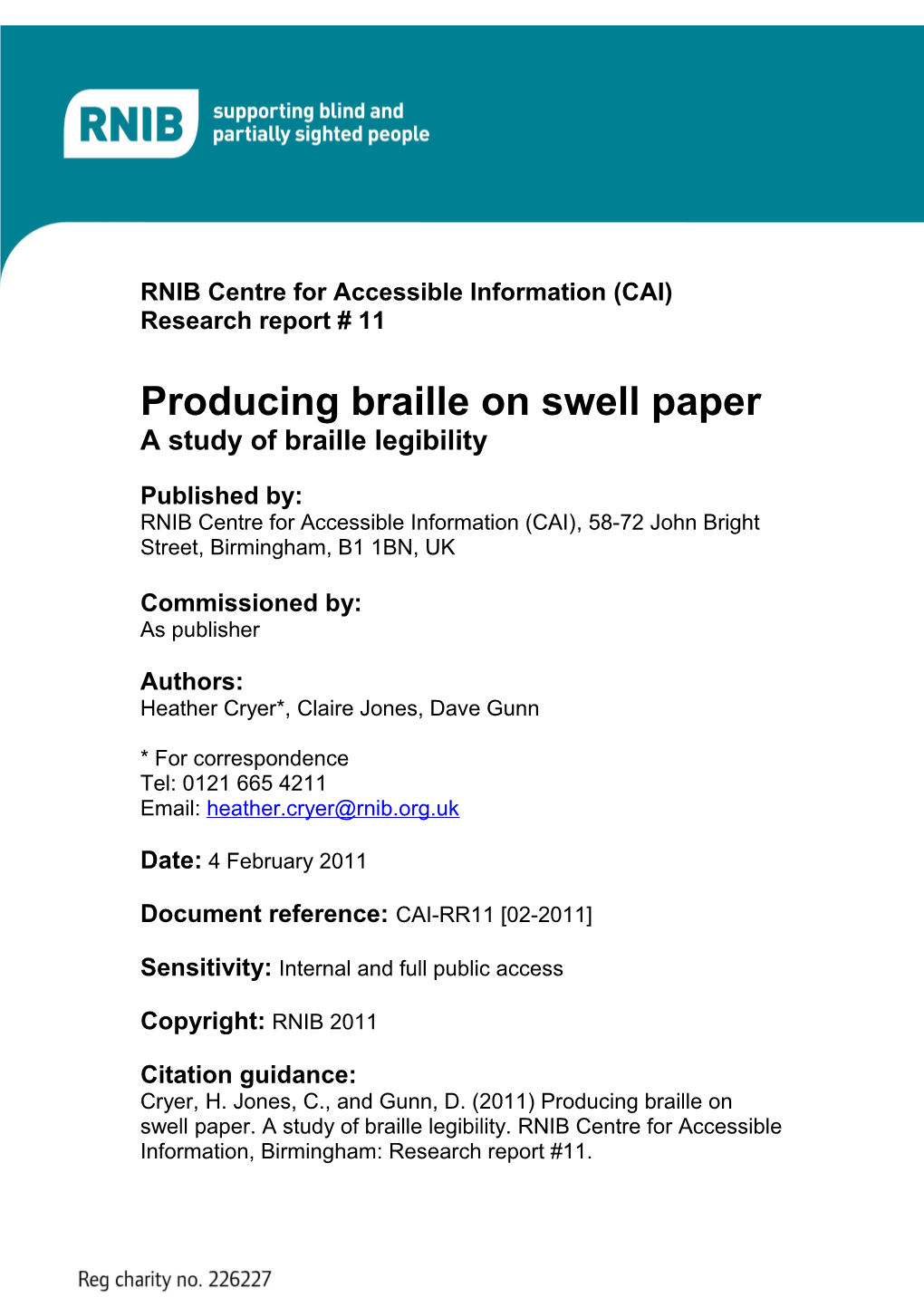 Producing Braille on Swell Paper