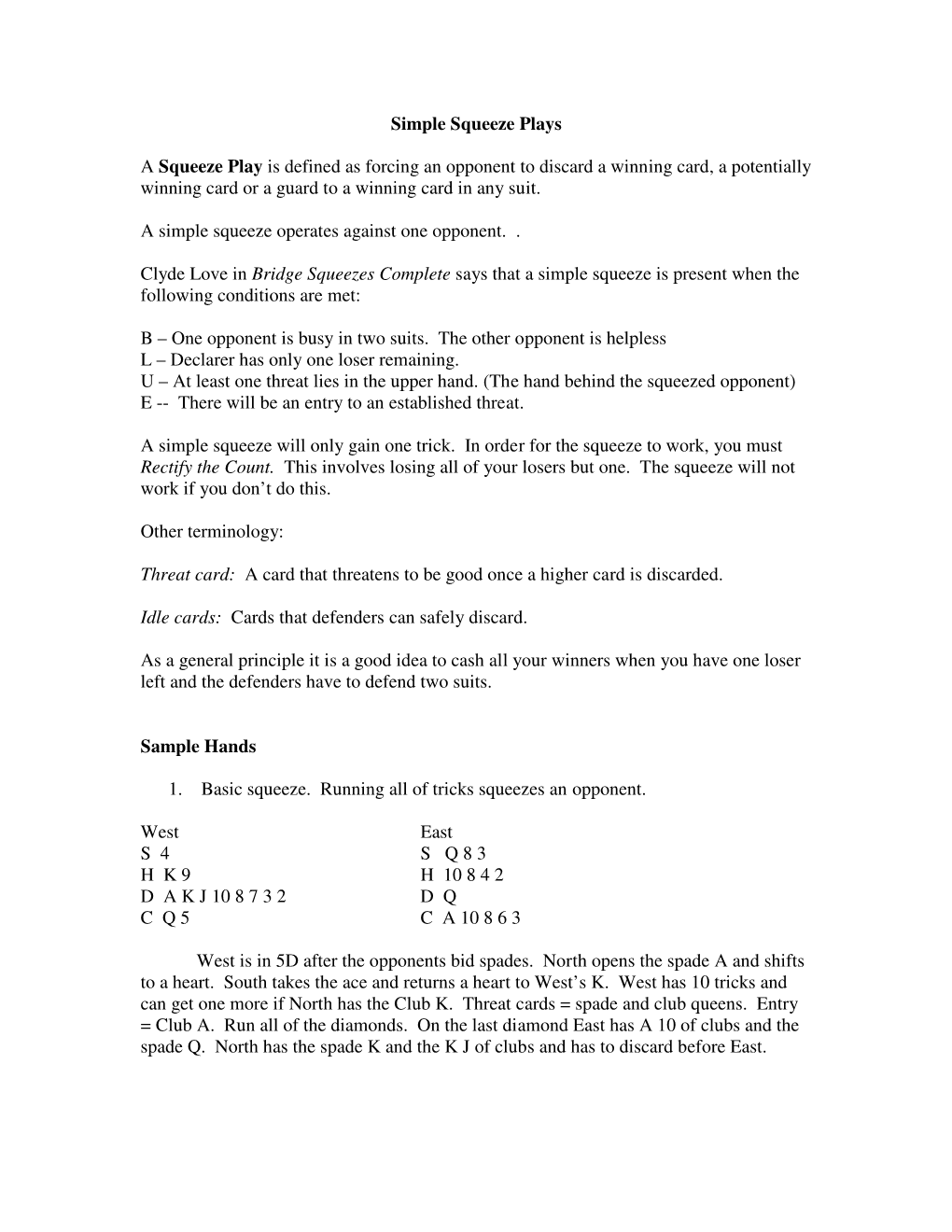 Simple Squeeze Plays a Squeeze Play Is Defined As Forcing An