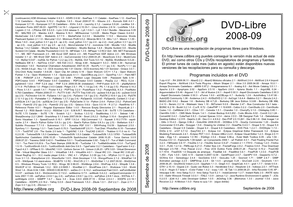 DVD-Libre 2008-09 DVD-Libre Septiembre De 2008 De Septiembre