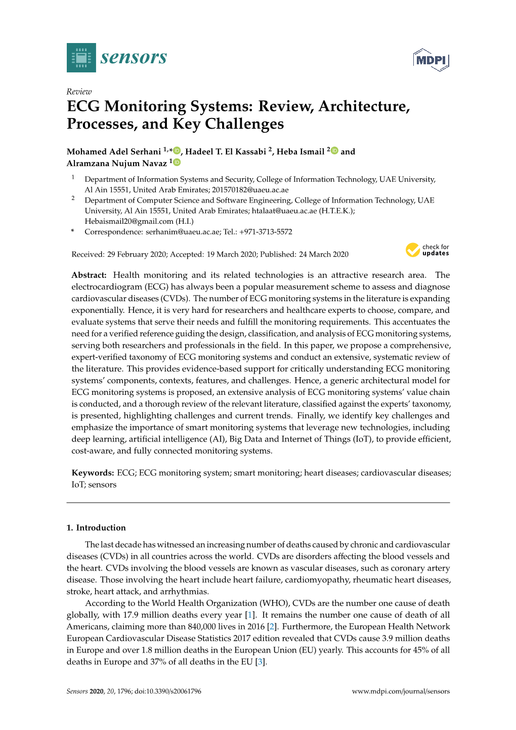 ECG Monitoring Systems: Review, Architecture, Processes, and Key Challenges