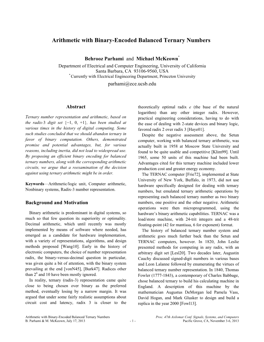 Arithmetic with Binary-Encoded Balanced Ternary Numbers