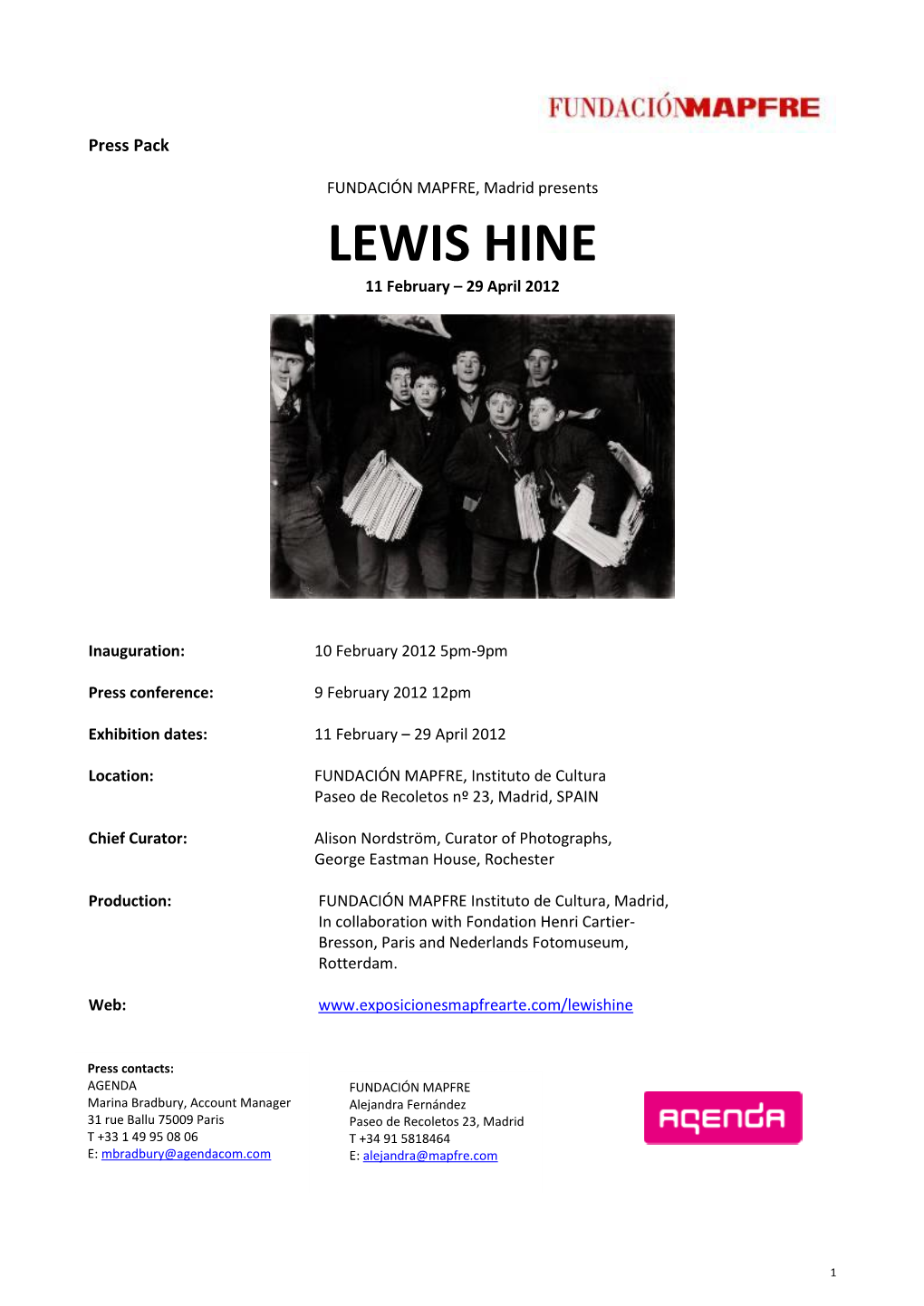 LEWIS HINE 11 February – 29 April 2012