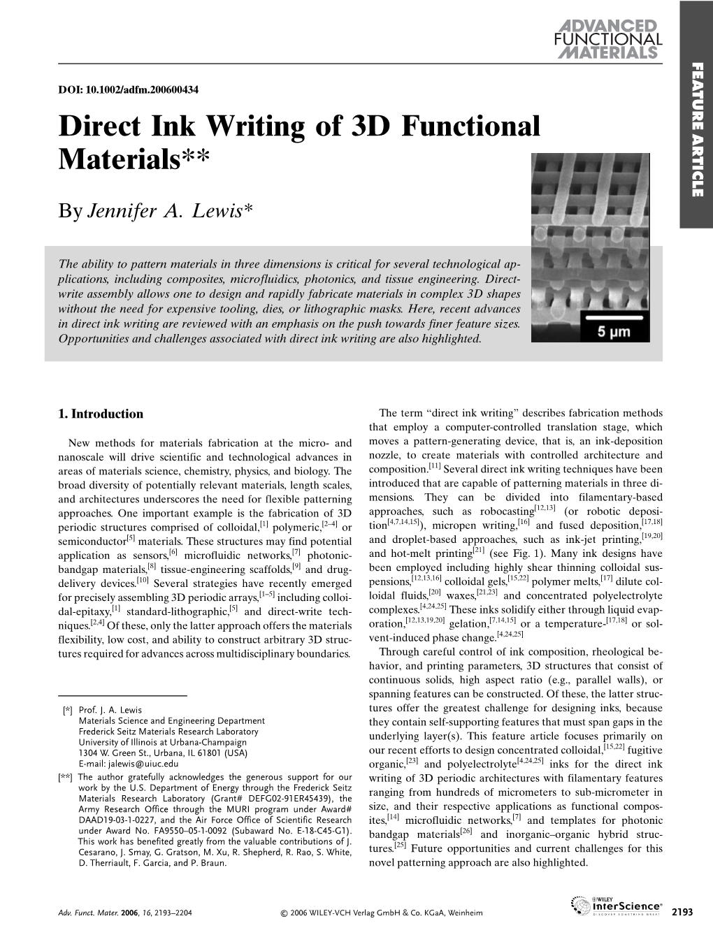Direct Ink Writing of 3D Functional Materials