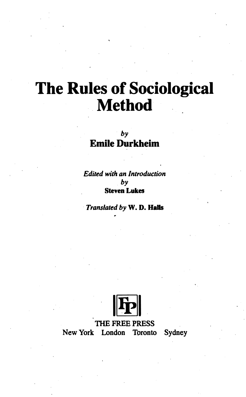 The Rules of Sociological Method