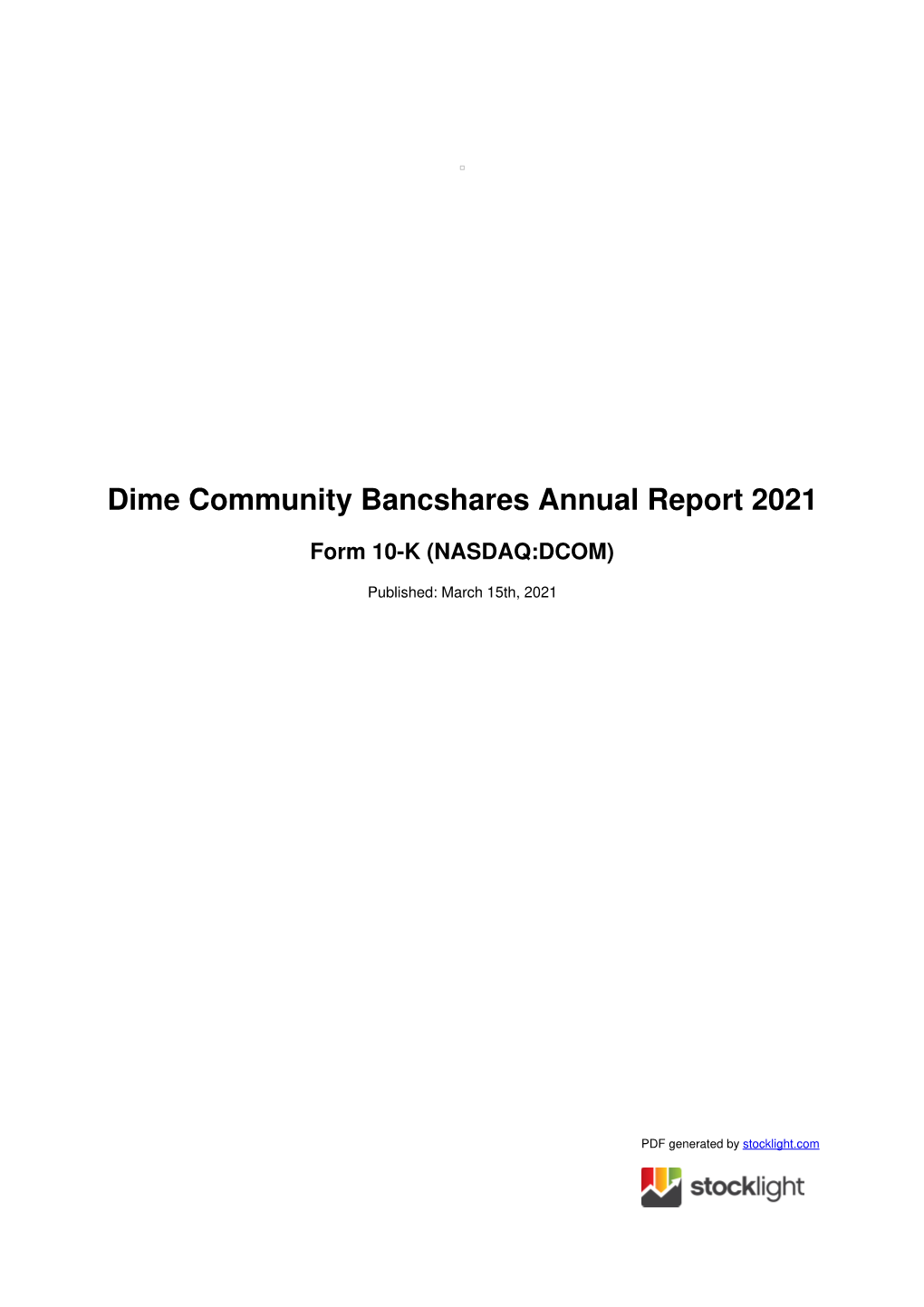Dime Community Bancshares Annual Report 2021