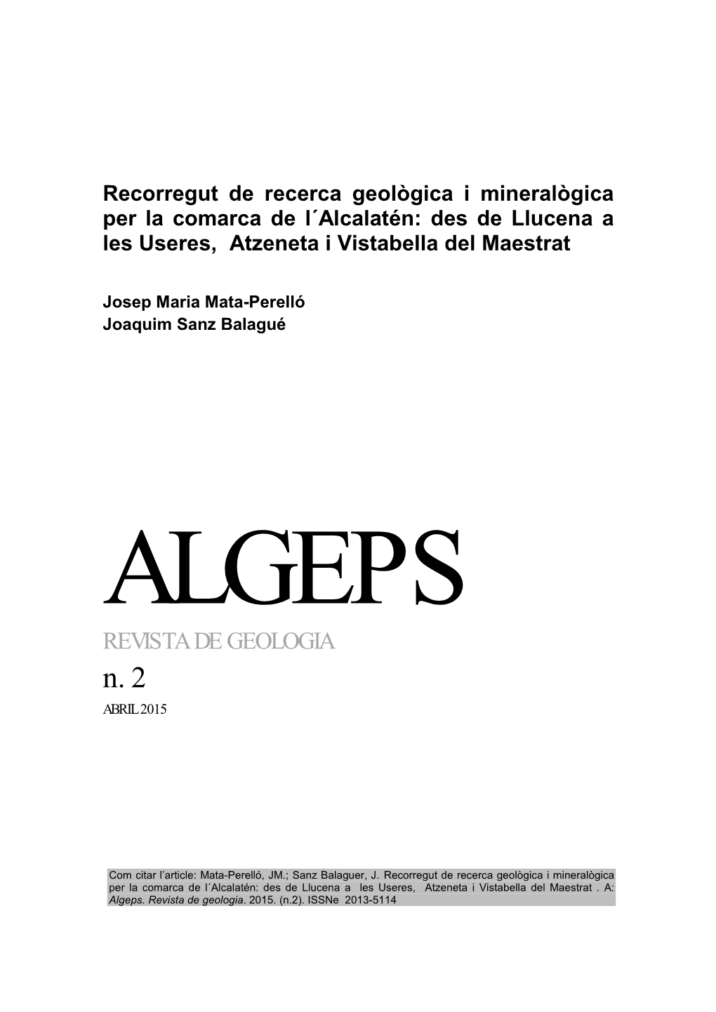 REVISTA DE GEOLOGIA N