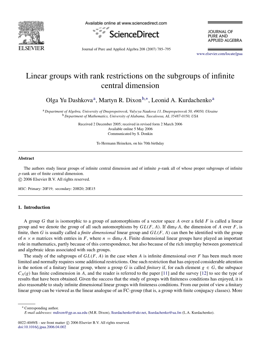 Linear Groups with Rank Restrictions on the Subgroups of Infinite Central
