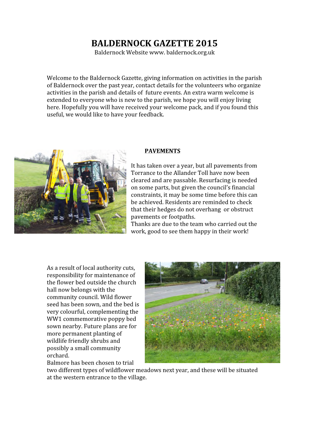 BALDERNOCK GAZETTE 2015 Baldernock Website Www