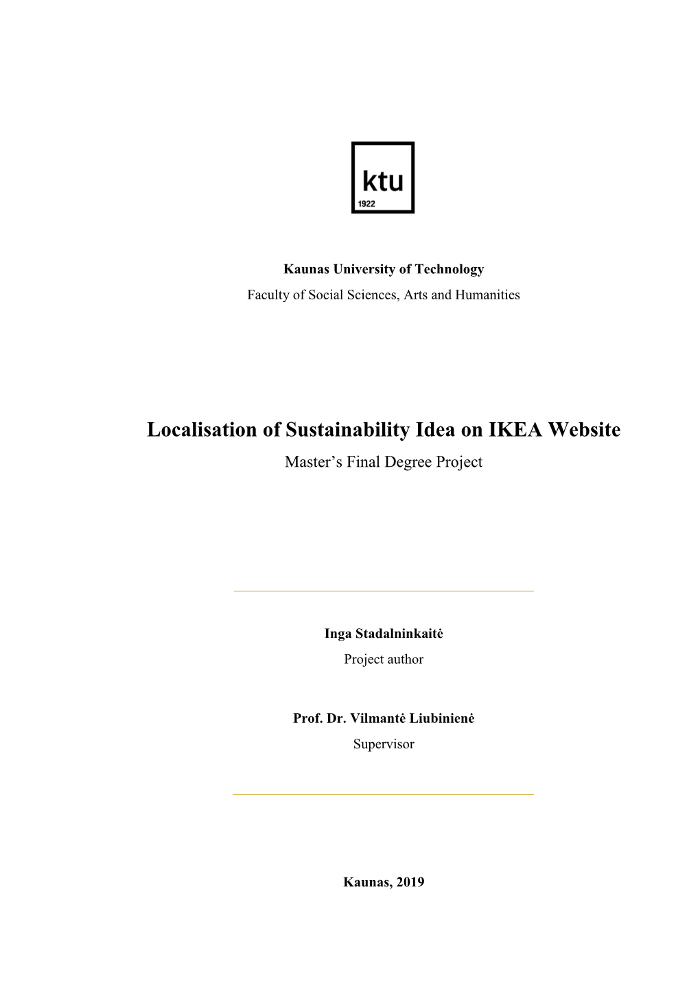 Localisation of Sustainability Idea on IKEA Website Master’S Final Degree Project