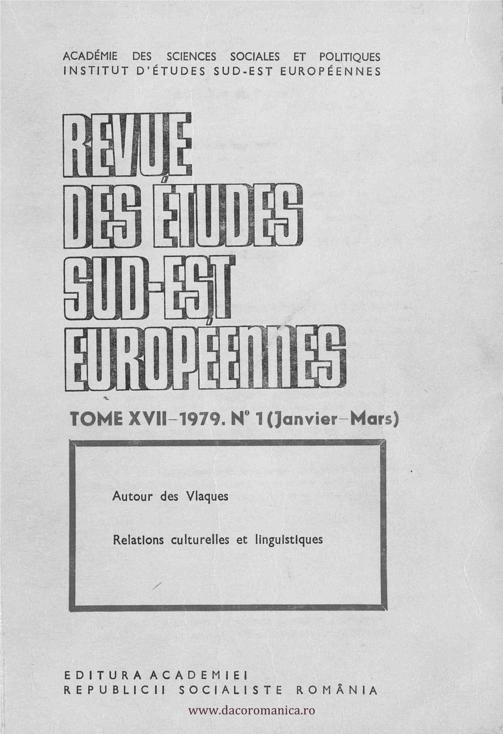 TOME XVII-1979. N" 1(Janvier-Hars)