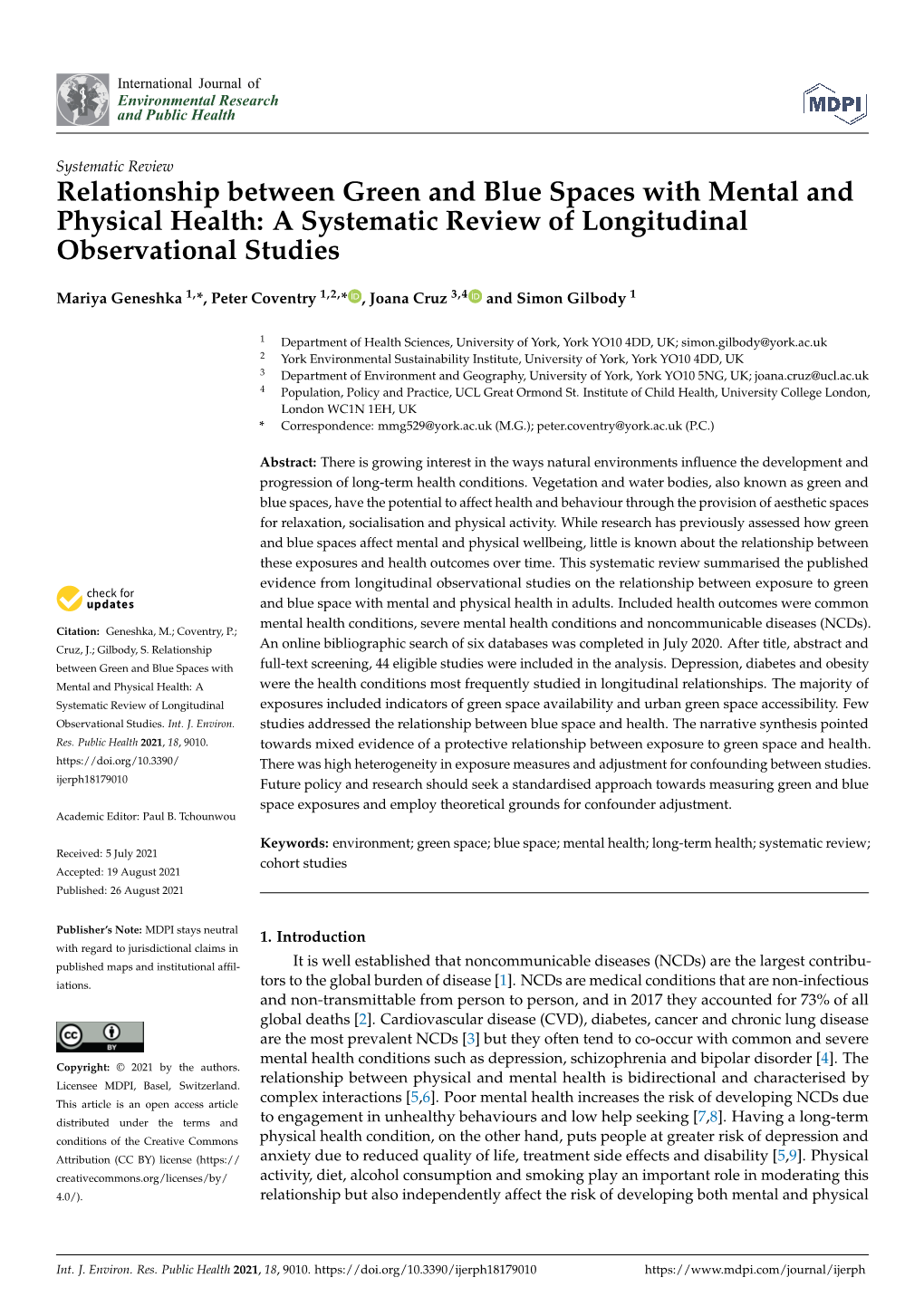 A Systematic Review of Longitudinal Observational Studies