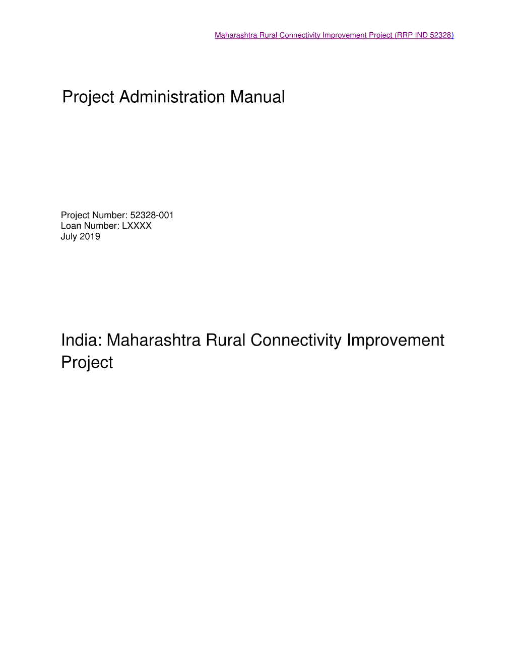 Maharashtra Rural Connectivity Improvement Project: Project